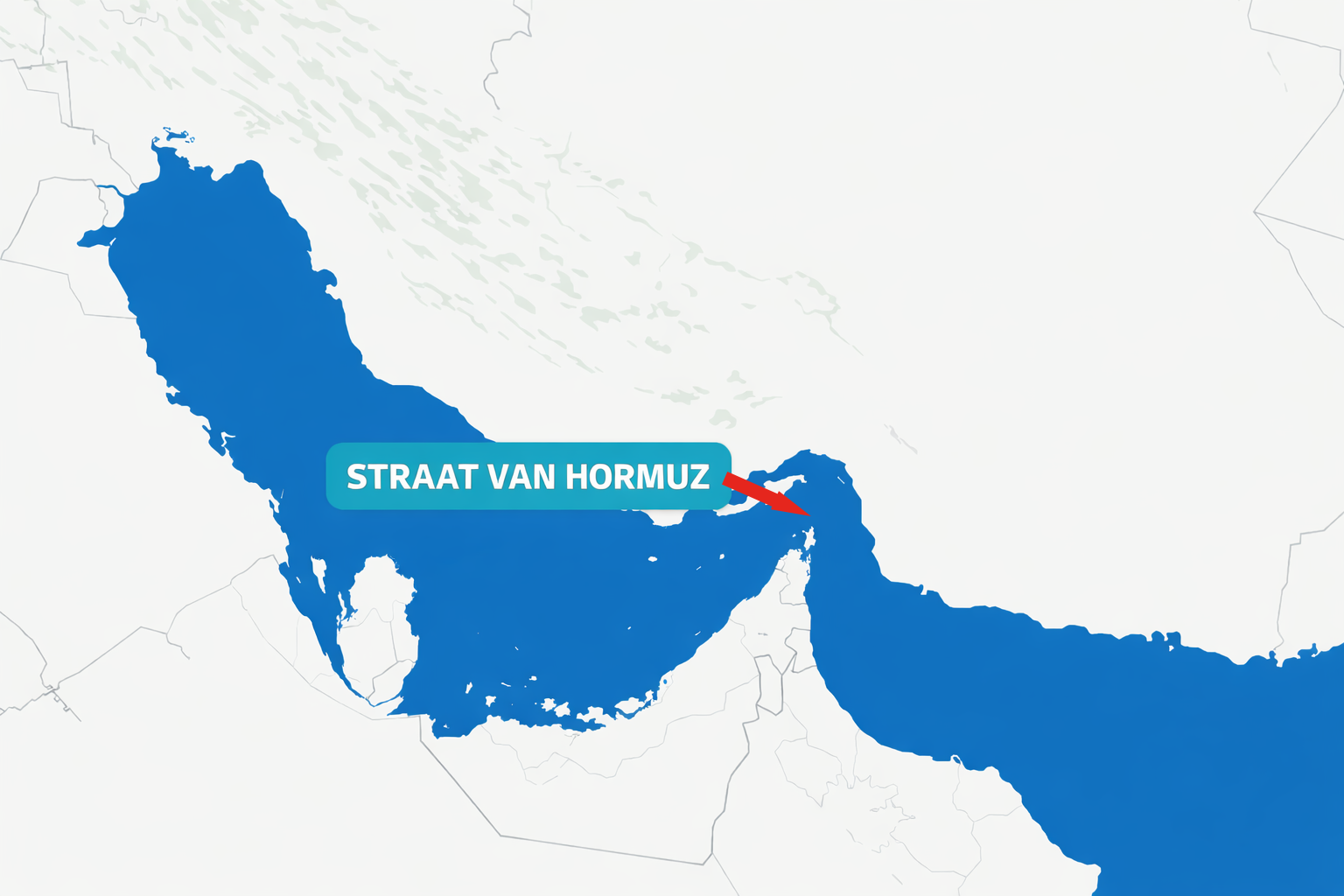 Kaart van de Straat van Hormuz in TOP-blauw