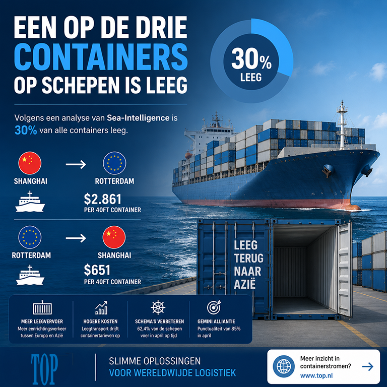 Containers varen steeds vaker leeg terug naar Azië