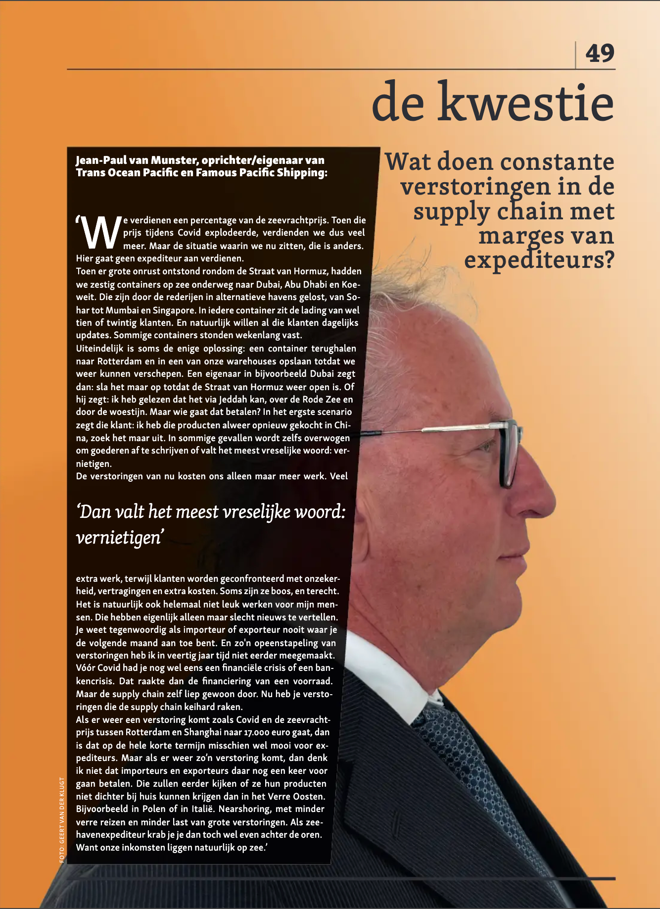 Jean Paul van Munster over de druk op supply chains