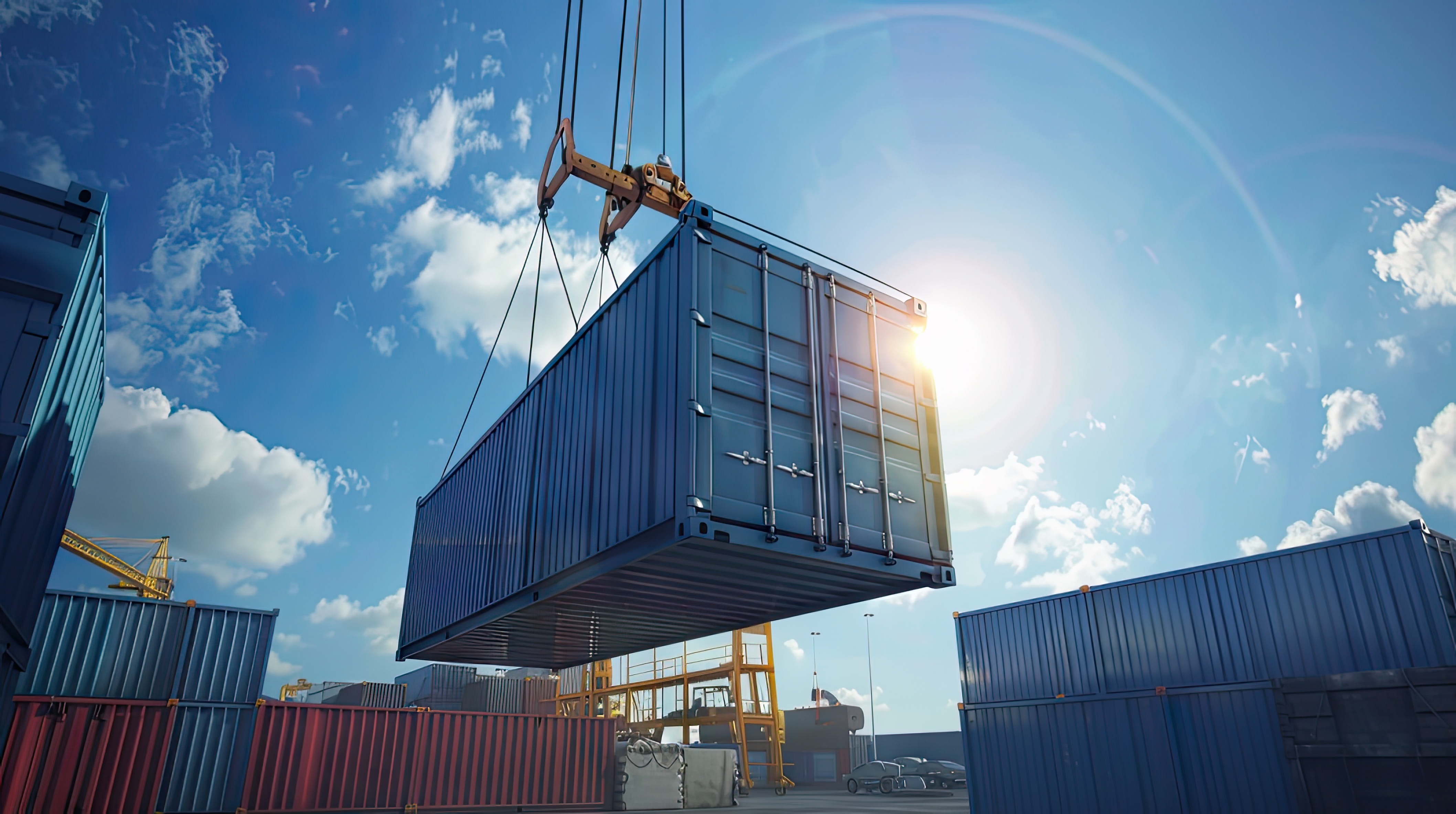 experience-hustle-logistics-with-lateral-view-pristine-deep-blue-container-being-loaded-by-crane-photorealistic-scene-with-shining-sunlight-clear-blue-sky